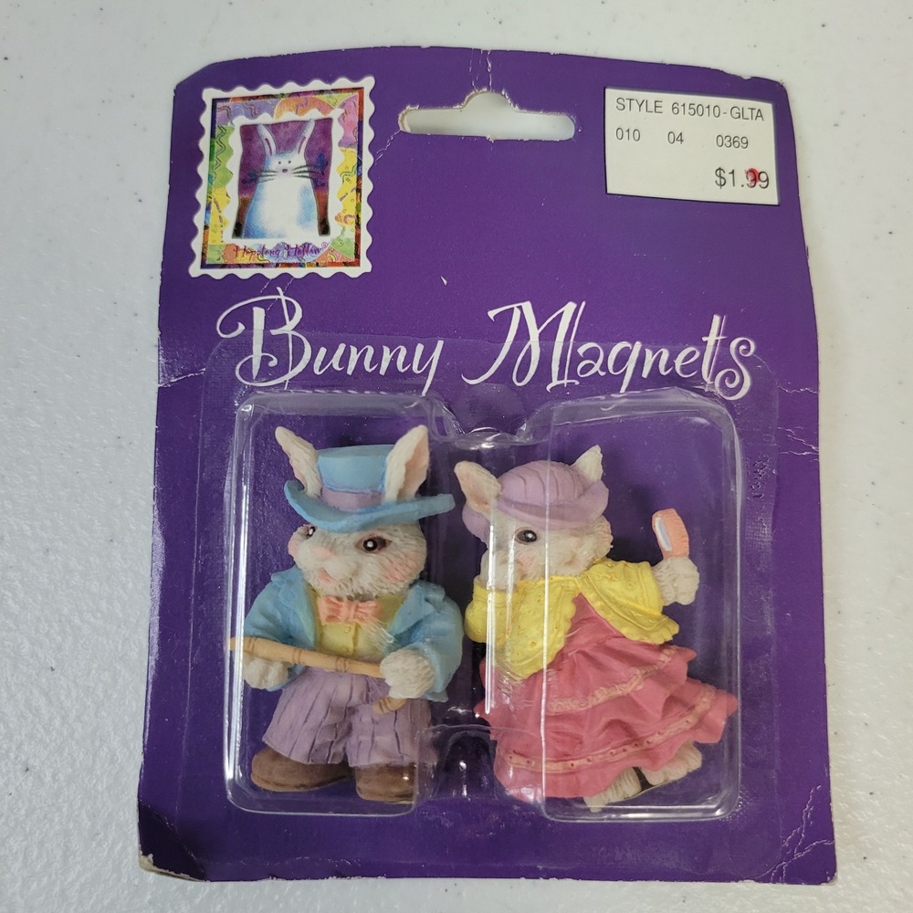 Vintage‎ 1996 Dayton Hudson Bunny Magnets 2 Pack Victorian Style 615010-GLTA